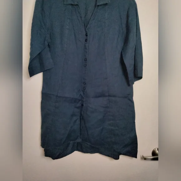 Stella Carakasi (Size S) Navy Blue 100% Hemp Button Down Front Tiburon Tunic Top - Picture 4 of 15